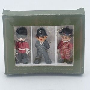 Vintage Harrods Kings Guard Terracotta Hand Painted Christmas Ornament In Box!
